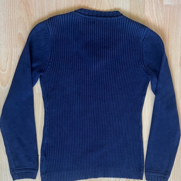 Vintage Y2K Tommy Hilfiger Women’s V-Neck Navy Sweater 100% Cotton - Picture 3 of 4